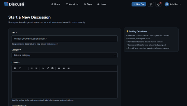 New Discussion Page